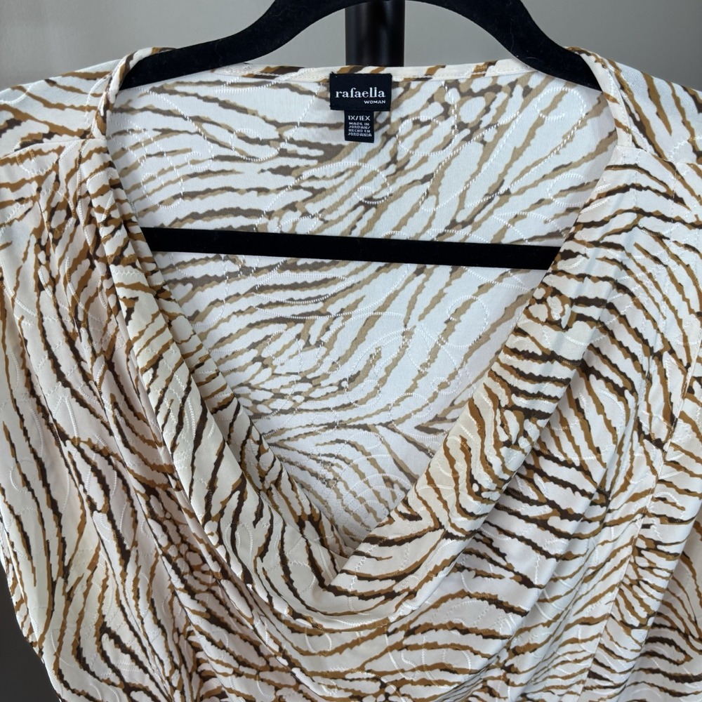 Rafaella Womens Textured Beige Top Size X-Large Cowl Neck Sleeveless Stretch - Picture 3 of 10